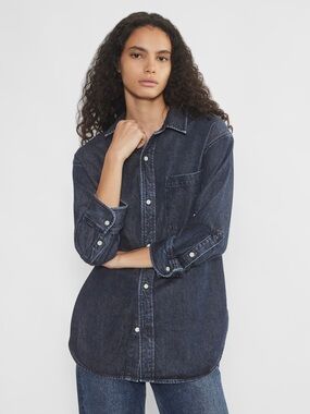 Citizens of Humanity Kayla button shirt / size S / color Eden indigo blue denim